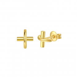 Silver Earrings Cross Earrings - 8*10mm - Gold Plated and Rhodium Silver