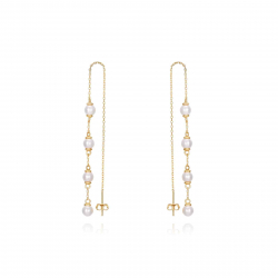 Silver Earrings Pearl Earrings - Chain 13cm - Gold Plated and Rhodium Silver