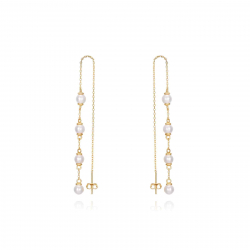 Pendiente Plata Lisa Pendientes Perlas - Cadena - 14cm - Gold Plated and Rhodium Silver