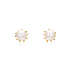 Silver Earrings Pearl Earrings - 4 mm - Gold Plated and Rhodium Silver