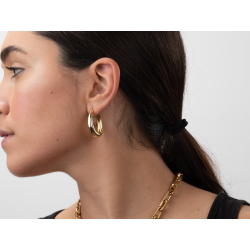 Silver Earrings Hoops Earrings - 12 mm - Gold Plated and Rhodium Silver