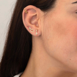 Pendiente Plata Lisa Pendientes Tenedor - 10*3,5mm - Bañado Oro y Plata Rodiada