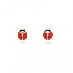 Silver Earrings Enamel Earrings Stud Ladybug  5*4mm