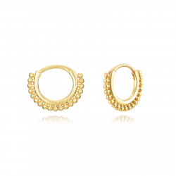 Silver Earrings Ball Hoop Earrings - 18 mm - Gold Plated Silver and Rhodium Silver