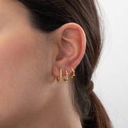 Silver Earrings Ball Hoop Earrings - 18 mm - Gold Plated Silver and Rhodium Silver