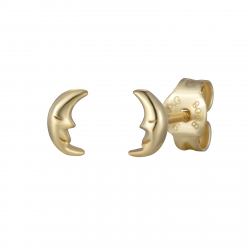 Pendiente Plata Lisa Pendientes Luna - 5*3mm - Bañado Oro y Plata Rodiada