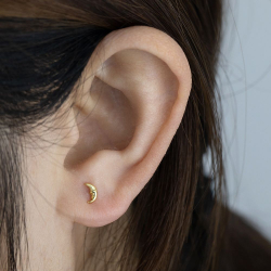Pendiente Plata Lisa Pendientes Luna - 5*3mm - Bañado Oro y Plata Rodiada
