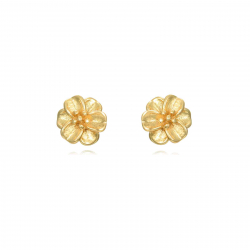 Silver Earrings Silver Earring - Flower 5.5 mm - Gold Plated