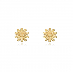 Silver Earrings Silver Earring - Flower - Gold Plated