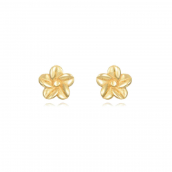 Silver Earrings Silver Earring - Flower - Gold Plated