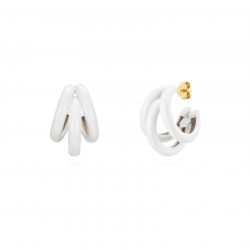 Silver Earrings Hoop Earrings - Enamel - 18*15mm - Gold Plated