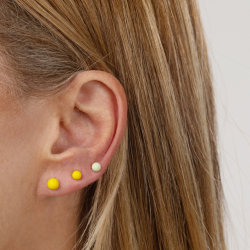 Silver Earrings Ball Earrings - Enamel - 4 mm - Gold Plated