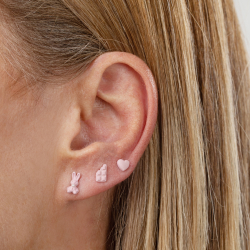 Silver Earrings Rabbit Earrings - Enamel - 8*4,5 mm - Gold Plated