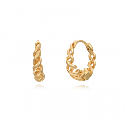 Silver Earrings Twisted Hoop Earrings - 17 mm- Gold Plated and Rhodium Silver