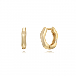 Pendiente Plata Lisa Pendientes Aro Irregular - 13 mm - Bañado Oro y Plata Rodiada