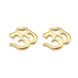 Silver Earrings Om Earrings - 8 mm- Gold Plated and Rhodium Silver