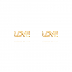Silver Earrings LOVE Earrings - 7 mm- Gold Plated and Rhodium Silver