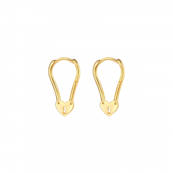 Silver Earrings Hoop Earrings - Heart 6*19 mm - Gold Plated Silver and Rhodium Silver