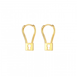 Silver Earrings Hoop Earrings - Pad Lock 6*19 mm Gold Plated and Rhodium Silver