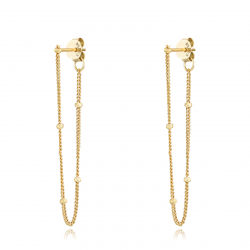 Silver Earrings Chain Earrings - 40 mm - Gold Plated and Rhodium Silver