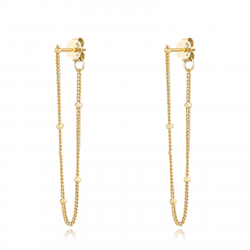 Pendiente Plata Lisa Pendientes Cadena - 40 mm - Bañado Oro y Plata Rodiada