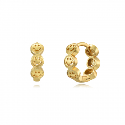 Pendiente Plata Lisa Pendientes Aro Smiley - 11 mm -  Bañada Oro y Plata Rodiada