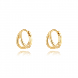 Silver Earrings Earrings Double Hoop - 11 mm - Gold Plated and Rhodium Silver