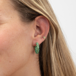 Silver Earrings Cactus Earrings - Enamel - 4 * 6 mm - Gold Plated