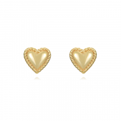 Pendiente Plata Lisa Pendientes Corazon - 5 mm - Bañado Oro y Plata Rodiada