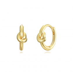 Silver Earrings Hoop 12mm Earrings - Knot - Gold Plated