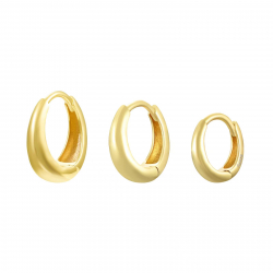 Silver Earrings Oval Hoop Earrings - 10mm 12mm y 14mm - Gold Plated and Rho
