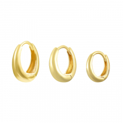 Pendiente Plata Lisa Pendientes Aro Oval - 10mm 12mm y 14mm - Bañado Oro y Plata Rodiada