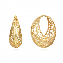 Silver Earrings Openwork Heart hoop earrings - 22 mm and 17 mm - Gold Plated and Rhodium Silver