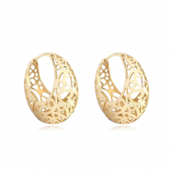 Pendiente Plata Lisa Pendientes aro calado Corazon - 22 mm y 17 mm - Bañado oro y Plata Rodiada