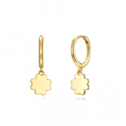 Pendiente Plata Lisa Pendientes Trébol - Aro 11mm - Bañado Oro y Plata Rodiada