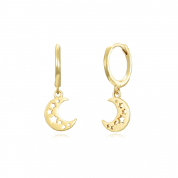 Silver Earrings Hoop Earrings - Star Moon - 11 mm - Gold Plated and Rhodium Silver