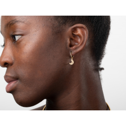 Silver Earrings Hoop Earrings - Star Moon - 11 mm - Gold Plated and Rhodium Silver
