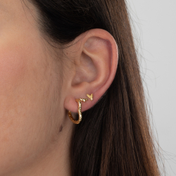 Ohrringe Glattes Silber Herz-Ohrringe - 7*3mm - Vergoldet und Rhodium Silber