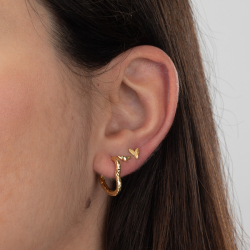 Ohrringe Glattes Silber Gehämmerter Herz-Ohrring - Reifen 16*18mm- Vergoldet