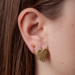 Boucles D'Oreilles Argent Lisse Boucles d'oreilles Dandaline Fleur - 11*5 mm - Plaqué or et argent rhodié