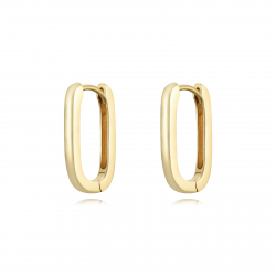 Silver Earrings Rectangle Hoop Earrings - 19 mm - Gold plated and Rhodium Silver