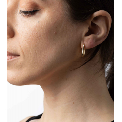 Ohrringe Glattes Silber Rechteckige Creolen – 19 mm – vergoldet und rhodiniertes Silber