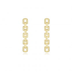 Silver Earrings Link Earrings 36 mm - Gold plated and Rhodium Silver