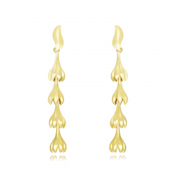 Pendiente Plata Lisa Pendientes Capullos Flor 48 mm - Bañado Oro y Plata Rodiada