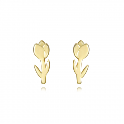Silver Earrings Tulip Flower Earrings 8 mm - Gold plated and Rhodium Silver