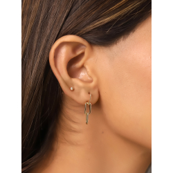 Pendiente Plata Lisa Pendientes Corte de luna 3 mm - Bañado Oro y Plata Rodiada