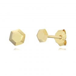 Silver Earrings Hexagon Earrings 4 mm - Gold plated and Rhodium Silver