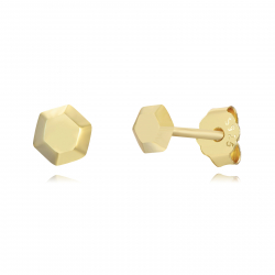 Pendiente Plata Lisa Pendientes Hexágono 4 mm - Bañado Oro y Plata Rodiada