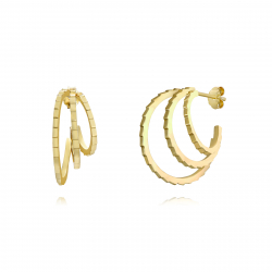 Silver Earrings Diamond Cut triple Hoop earrings - 20 mm - Gold plated and Rhodium Silver