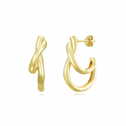 Ohrringe Glattes Silber Silberne Ohrringe - Welle 30*22 mm - Vergoldet und Rhodiumsilber